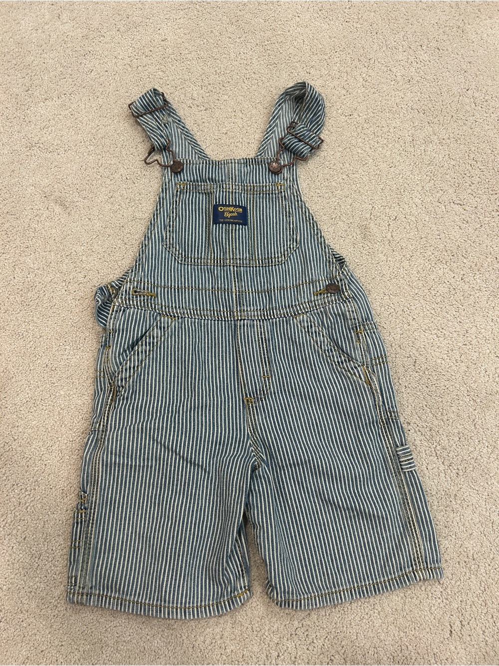 Vintage OshKosh B'gosh Blue Striped Kids Overalls Shorts